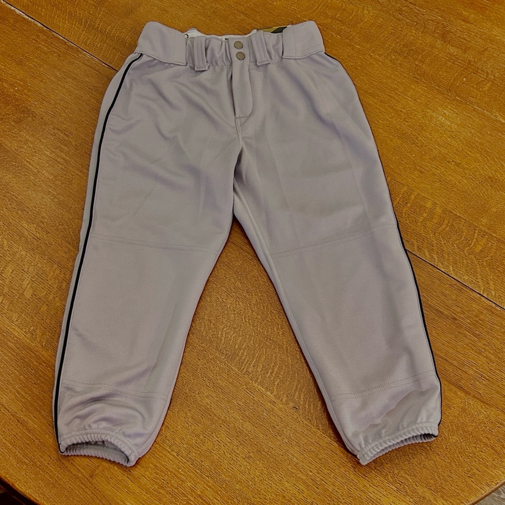 Gray Evoshield softball Pants with Black Stripe